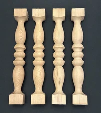 Lot 4 Set Vintage New Old Stock Turned Wood/Carved Columns/Pillar/Post 12" Tall