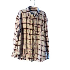Old Navy Boyfriend Plaid Flannel Shirt Kids L 10-12 Pink Blue White Long Sleeve