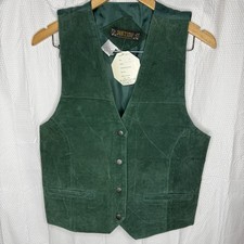Don't Stop Leather Vest Mens Medium Green Suede Cowboy Western Southwest Vtg NWT