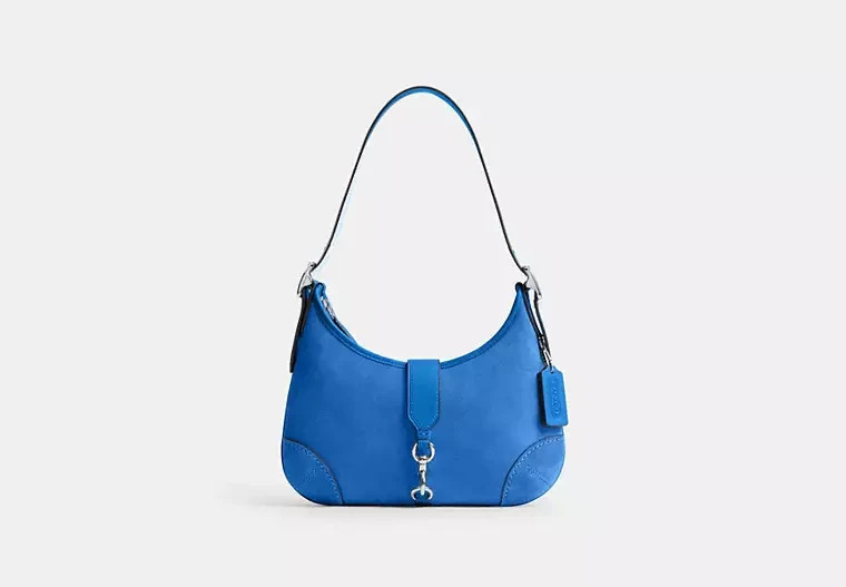 COACH Hamptons Hobo Suede Bag Silver Mist Blue CY937 | eBay