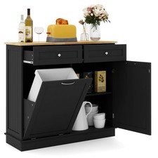Kitchen Trash Cabinet Tilt Out Trash Bin Holder Rubber Wood Countertop 2