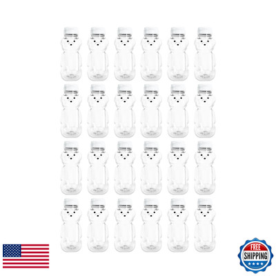 Clearview Containers - 8 Ounce Plastic Squeezable Honey Bears Sealable Flip Top