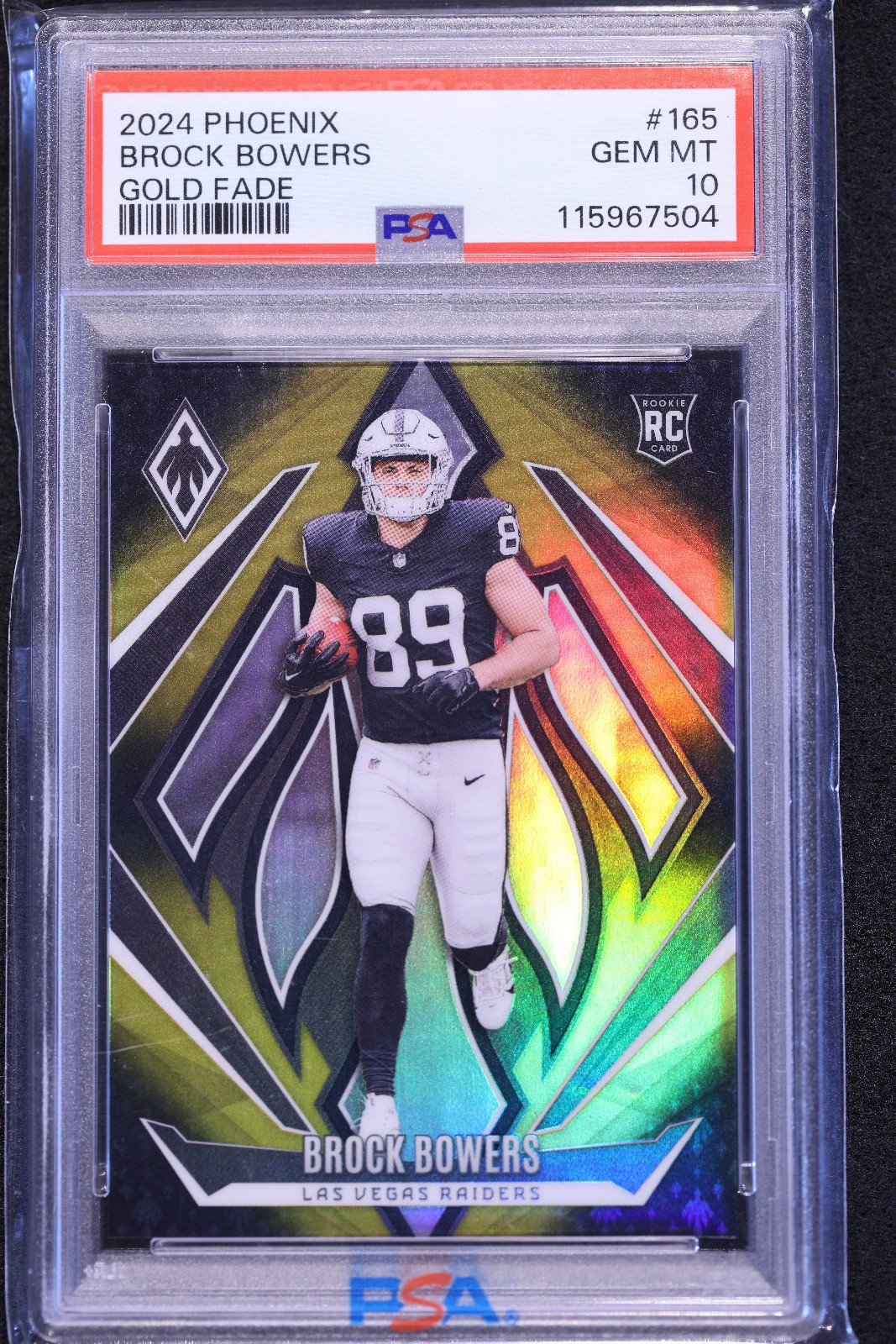 2024 Phoenix #165 Brock Bowers GOLD Fade /125 RC PSA 10 POP 5