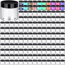Aoriher 150 Pcs Clear Plastic Jars with Lids Round Containers,2 Oz,Black