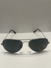 Ray-Ban Sunglasses Aviator Silver Frame Uv Protected Black/Grey Lens 58mm