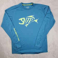 G Loomis Shirt Mens Medium Blue Long Sleeve Fishing Performance Graphic Guard