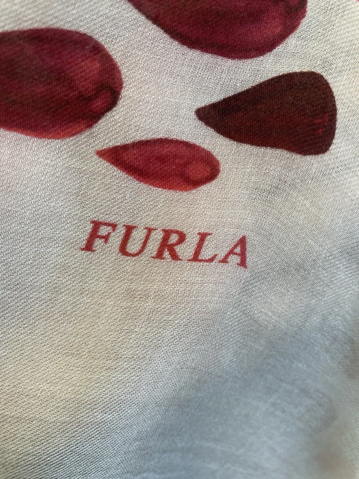 Y6#Furla Hecho en Italia Bufanda 90% Modal 10% Cachemira Rosa Rojo Estampado Lágrima Envoltura Foto 2 de 4