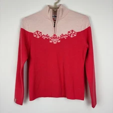 Meister Maya 1/4 Zip Sweater Wool Blend Large snowflake winter ski