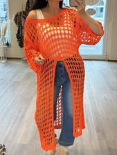 Italy Damen Pullover Tunika Netz Oversize 34-...