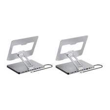 10 Port Laptop Docking Station and Folding Rising Base Holder Aluminum Stand