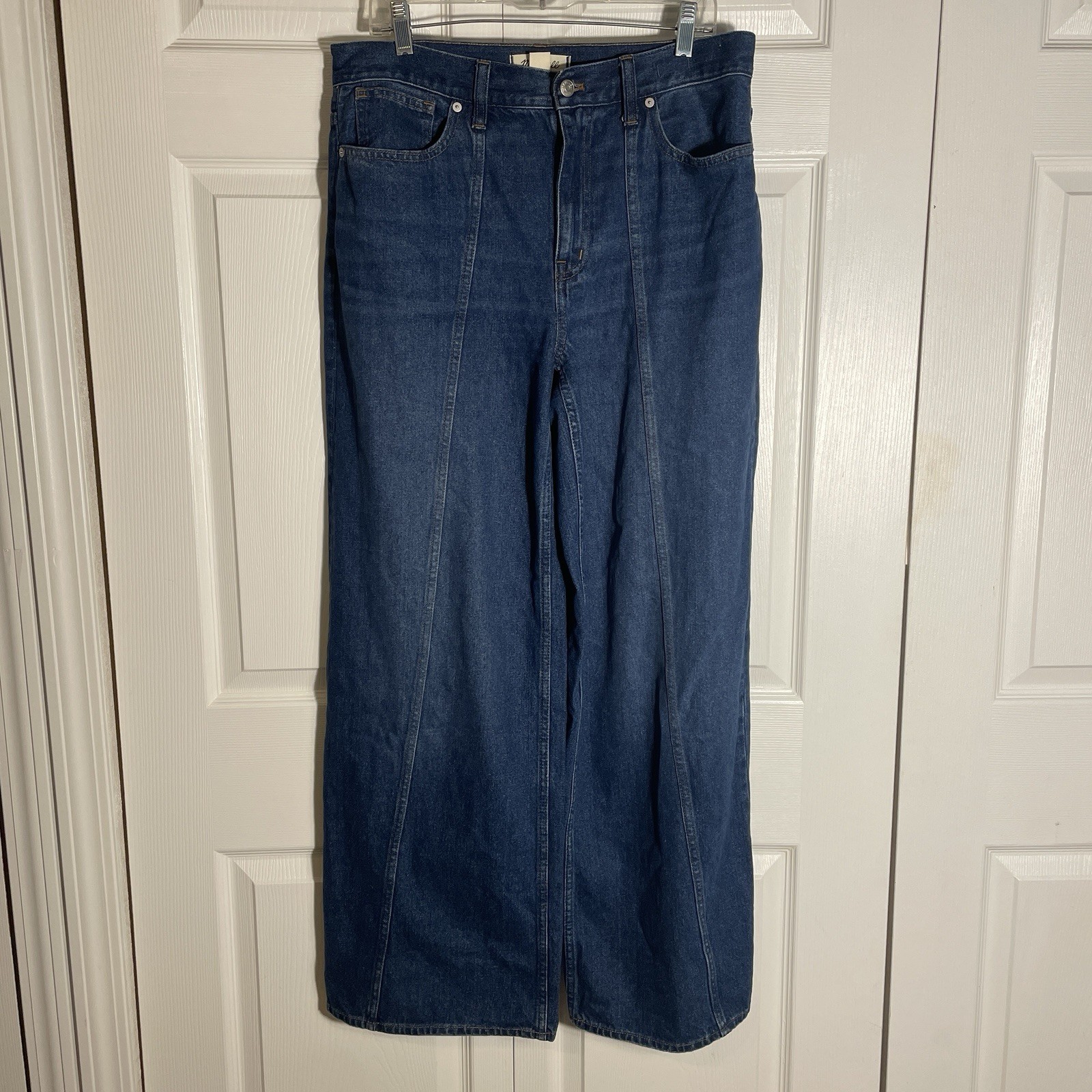 Madewell Superwide Leg Jeans Women 30 Blue Denim High Rise Dark Wash 100% Cotton