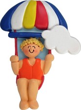 Parasailing Male Blonde Personalized Christmas Tree Ornament