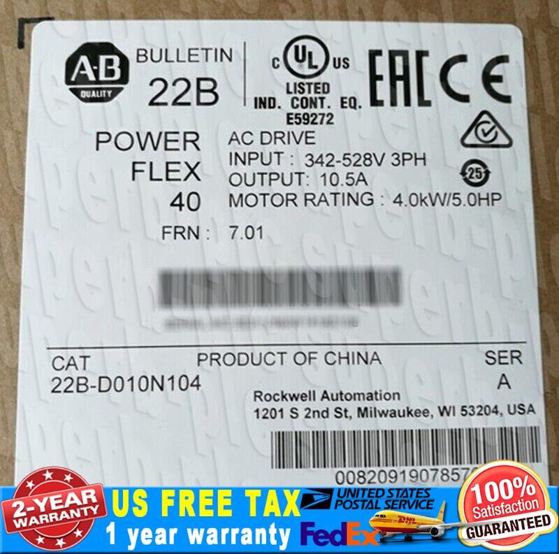 Allen-Bradley 22B-D010N104 PowerFlex 40 4 kW 5 HP AC Drive New