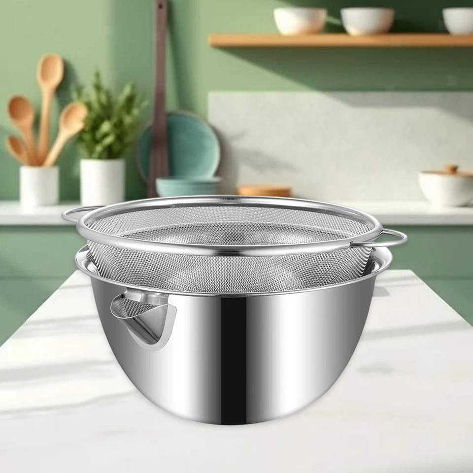 Colander with Bowl for Washing Vegetables Fruits Pasta Strainer Stainless Steel - Image 4 of 4