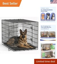 Spacious Extra Large Dog Cage - 48'' Folding Metal Crate with Easy Access Doors