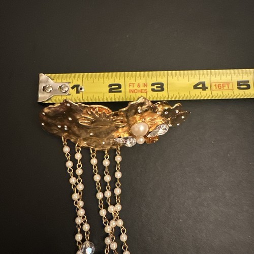 Vintage Delcia Sun & Clouds Design Hair Clip Barrette Gold Tone Made In France - Picture 9 of 10