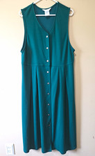 Kathryn Moore Evergreen Knit V-Neck Sleeveless Button Front A-Line Dress L