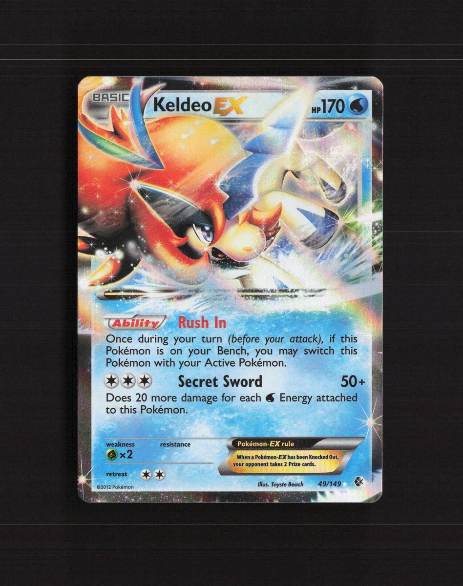 least rarest pokemon card Keldeo EX 49/149 Boundaries Crossed Ultra Rare Holo Pokemon Card LP