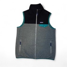 Patagonia VTG 2000s Men s Synchilla Snap Grey Black Zip-UpFleece Vest MEDIUM