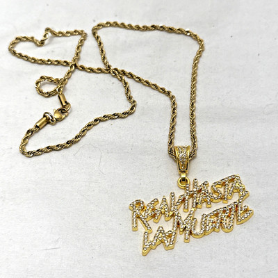Necklace Pendant  Real Hasta La Muerte  Anuel AA Original Gold Tone Pave CZ New