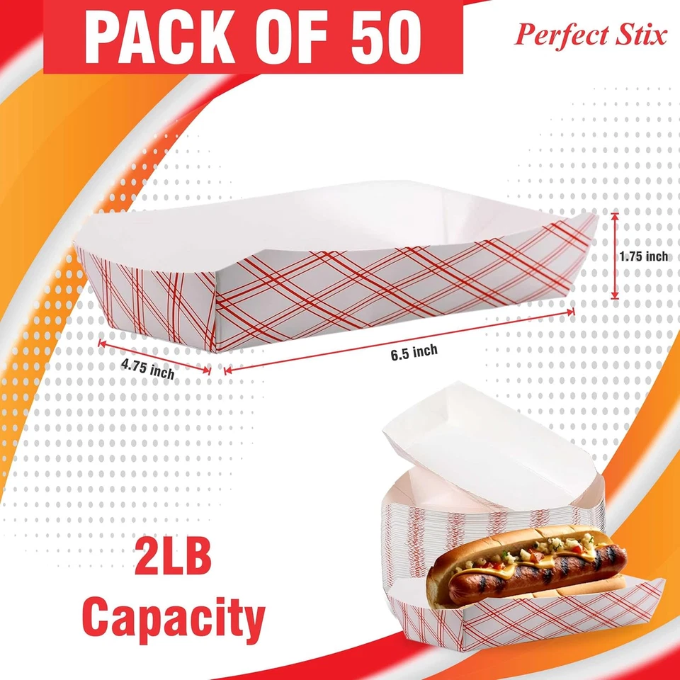 7" Paper Hot Dog Trays- Pack of 50Ct - Image 2 of 4