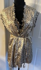 Vintage Cinema Etoile Seductive Wear Nightie Robe Short Satin Leopard Medium