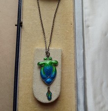 Sterling Silver Art Nouveau Enamel Pendant Lavaliere 1901 Birm Hmark 