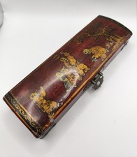 Antike Chinesische Kalligraphie Pappmaché Lack Schachtel/Box Handbemalt um 1900