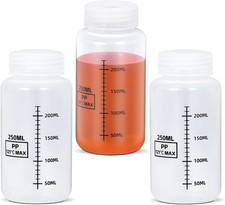 8oz Wide Mouth Plastic Bottles with Airtight Lids, Graduated Food Grade Leak