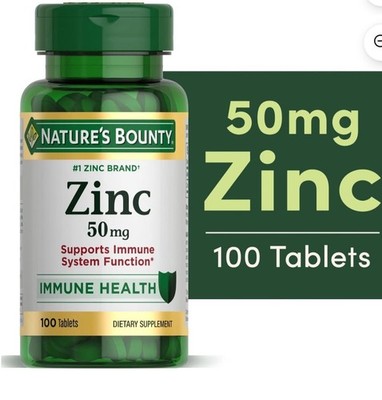 Nature's Bounty Zinc 50 mg 100 Tablet Support Immune System Fast Shipping