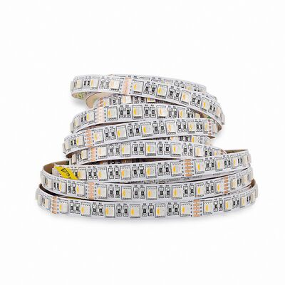 Mextronic 24V LED Streifen 5m LED Strip 5050 RGB+Weiß (6000K) 90W 500CM 24V IP20