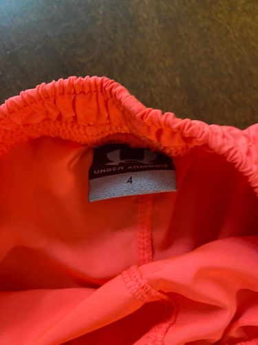 Girls Under Armour Shorts Youth Size 4 Neon Orange - Picture 2 of 3