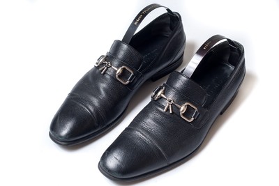 GUCCI 225117 Mens Black Leather Horsebit Loafers Size 8 | eBay display picture 1