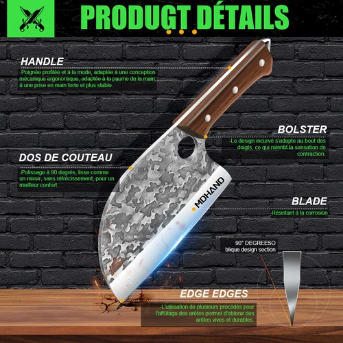 Edelstahl Kochmesser Metzger Küchenmesser Restaurant Scharfe Messer Axt - Bild 5 von 12