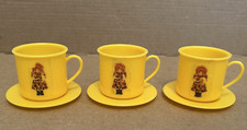 Vtg Mini Yellow Plastic Cup Saucer Holly Hobby Doll House Toys Made Hong Kong X3