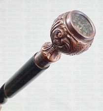 Nautical Compass Knob Handle Wooden Walking Stick Cane Victorian Christmas Gift