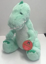 F A O Schwarz Sparklers 12" T-Rex Dinosaur Green Plush Toy Free Shipping