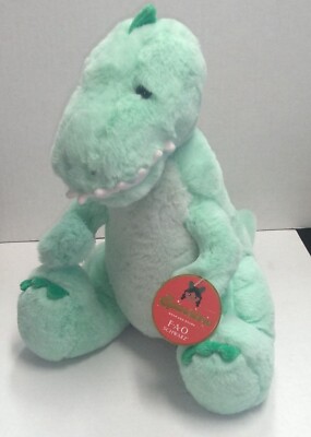F A O Schwarz Sparklers 12'' T-Rex Dinosaur Green Plush Toy Free Shipping