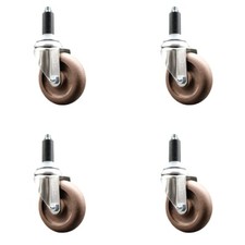 4 Inch 316SS High Temp Glass Filled Nylon 1 Inch Expanding Stem Caster Set