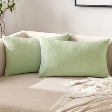Pack of 2 Soft Chenille Throw Pillow Covers 12x20 Inch Pack of 2 Light Green