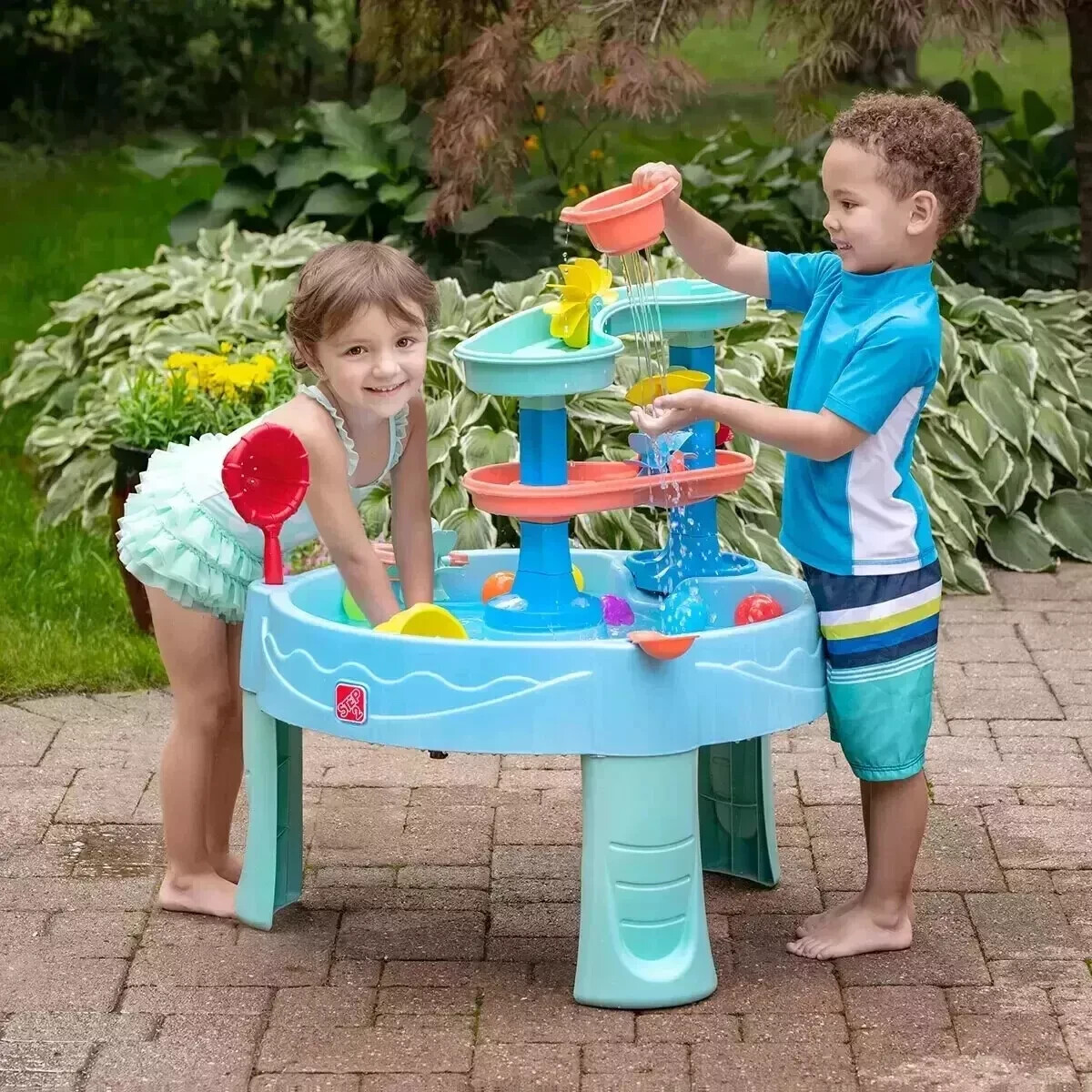 Step Double Spin and Showers Water Table Kids Water Play Table
