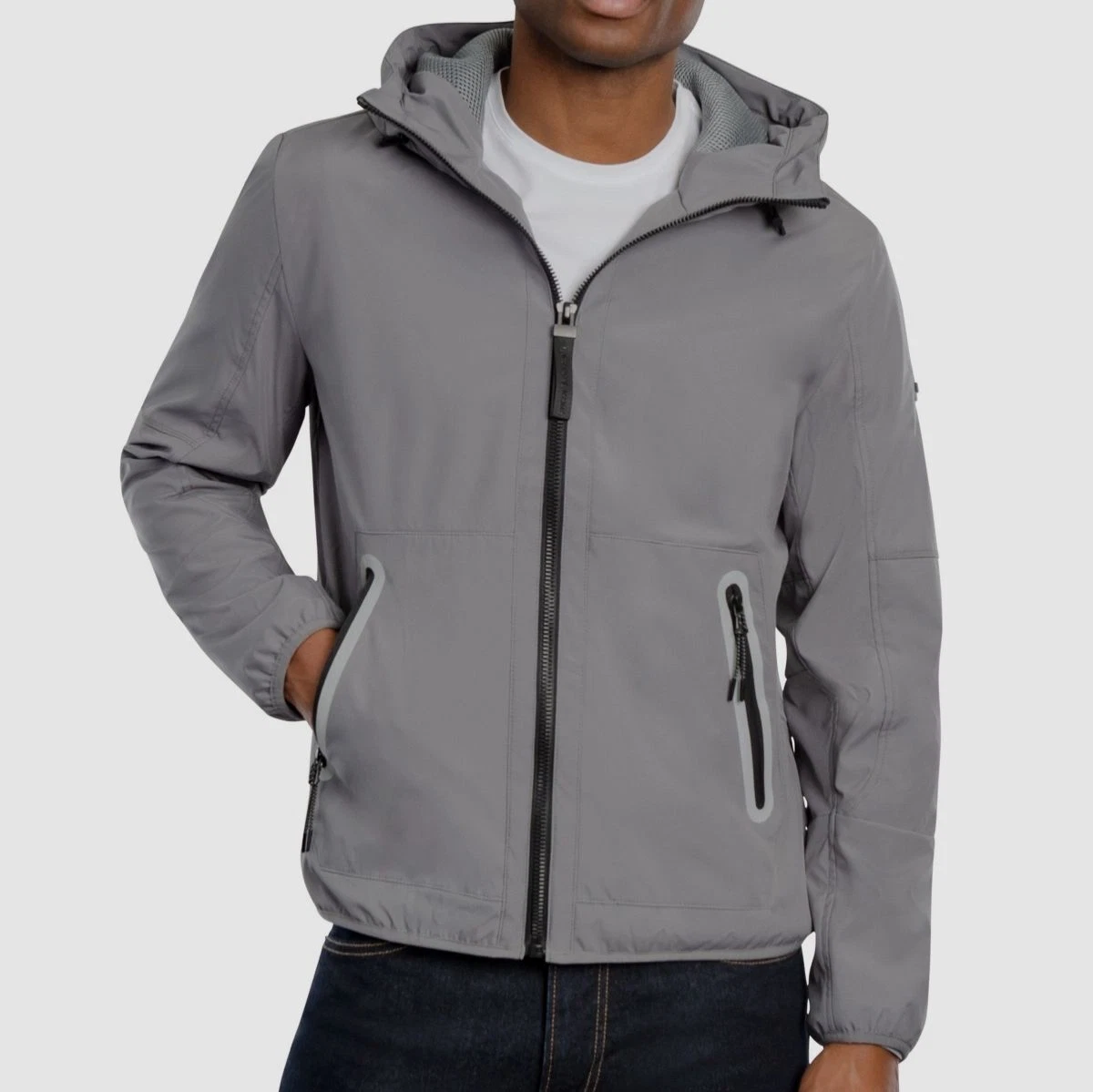 175 Michael Kors Men s Gray Vegas Regular Fit Hooded Soft Shell Jacket Size S