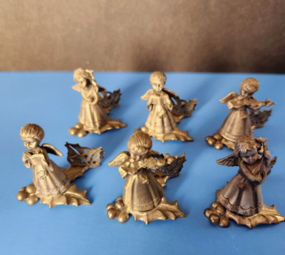 Awesome Set of 6 Vintage Pewter Fort Angel Table Place Card Holders