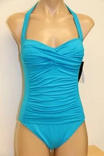 NWT La Blanca Swimsuit Bikini One 1 piece MRE Blue Color