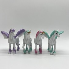 Unbranded Unicorn  Pegasus Horses Lot Of 4 Pink Green Blue Figures Toys Fantasy
