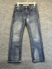 Blue Cult Jeans Boys 12 Strait Embellished Whiskered Dark Denim Pants 28x27