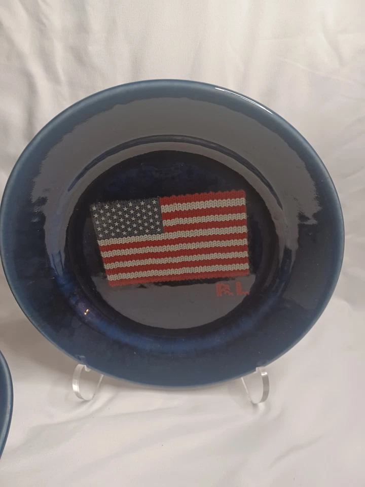 Ralph Lauren Bradfield Americana Bandera Azul Cobalto Ensalada Aperitivo Plato Juego De 2 Foto 3 de 4