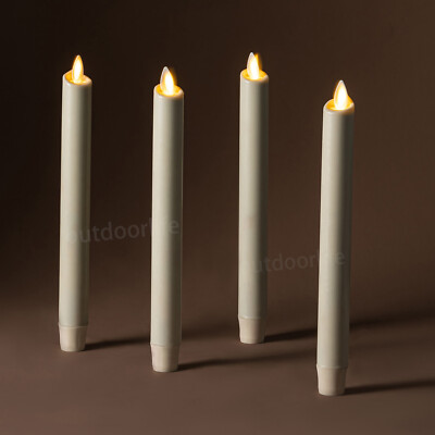 Luminara Flameless Wax Battery Taper Candle with Moving Flame Remote Ivory 9.5''