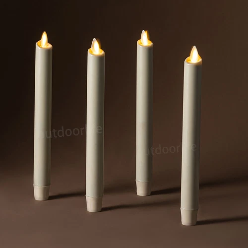 Luminara Flameless Wax Battery Taper Candle with Moving Flame Remote Ivory 9.5"