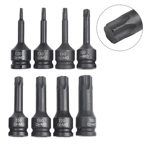 1/2 Inch Drive Impact-Torx Star Bit Socket Sets T20 T30 T40 T50 T55 T60 T70 T80 - Picture 5 of 5